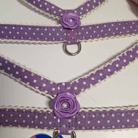 2 Top Paw X-Small Purple Polka Dot Dog Harness Flower Accents Lot Lavender Pearl - Picture 2 of 9